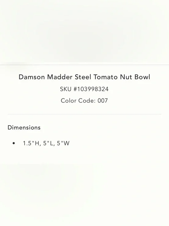 Anthropologie Damson Madder Steel Tomato Nut Bowl NEW - Picture 5 of 5